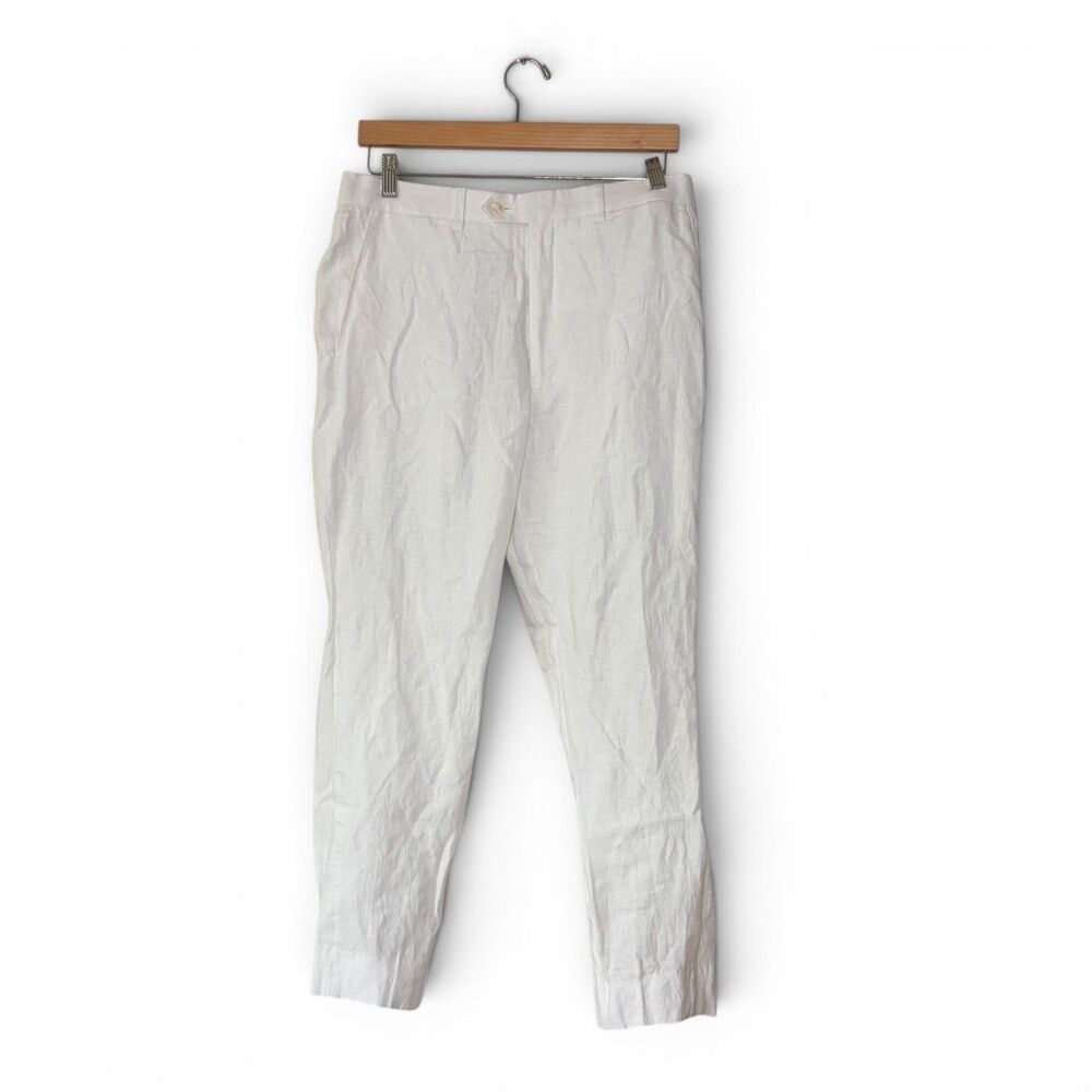 Ralph Lauren 100% Linen White Pants Classic Fit Mens 34W 32L